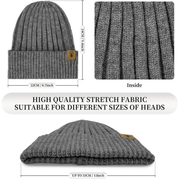 3pcs/Set Winter Beanie Hats Touchscreen Gloves Neck Warmer Scarf Set for Men - Picture 2 of 7